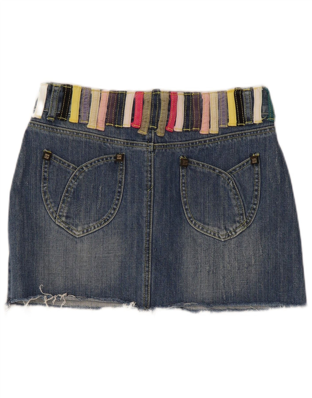 Mini gonna di jeans da donna Dsquared2 IT 42 media W30 blu cotone color block