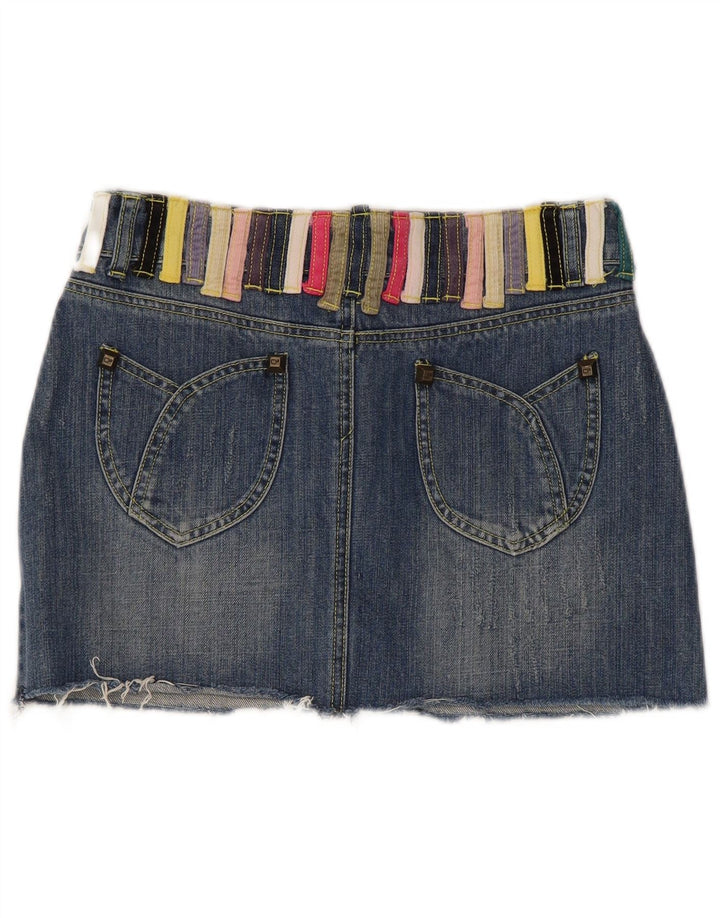 Mini gonna di jeans da donna Dsquared2 IT 42 media W30 blu cotone color block