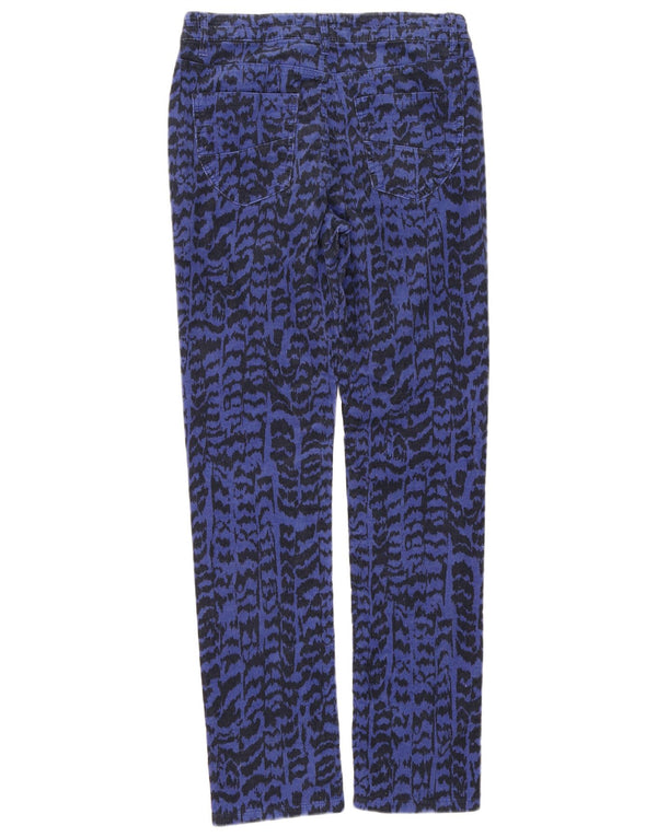 Pantaloni da donna in velluto a coste Yessica UK 12 medi W28 L31 blu stampa animalier