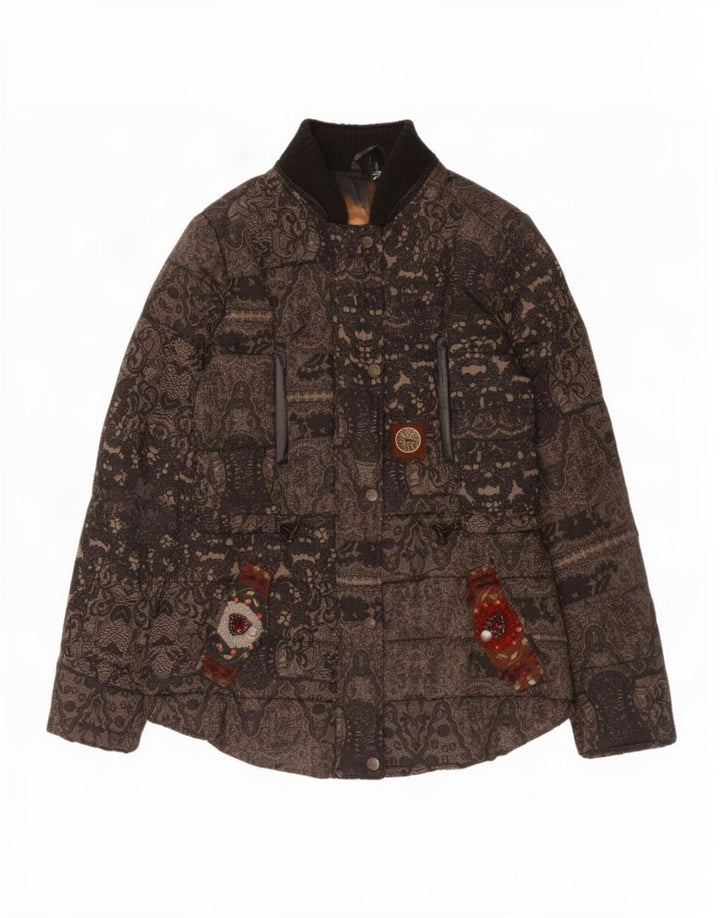Desigual Giacca imbottita grafica da donna EU 38 Poliestere Paisley marrone medio