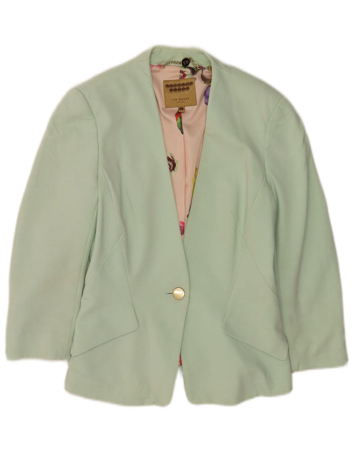 Giacca blazer a 1 bottone da donna Ted Baker UK 6 XS verde viscosa