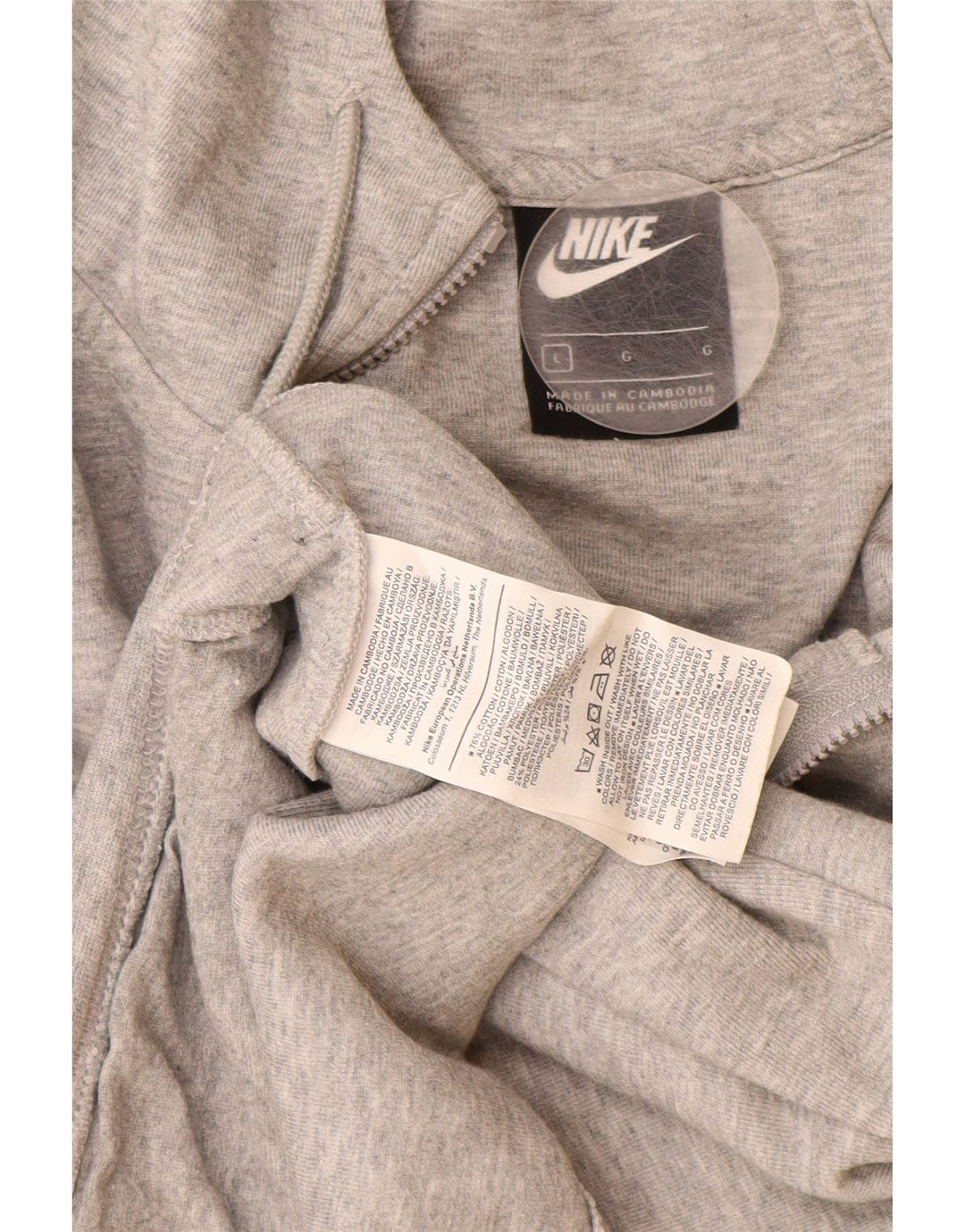 Maglione con cappuccio e zip da donna NIKE UK 16 grande cotone grigio