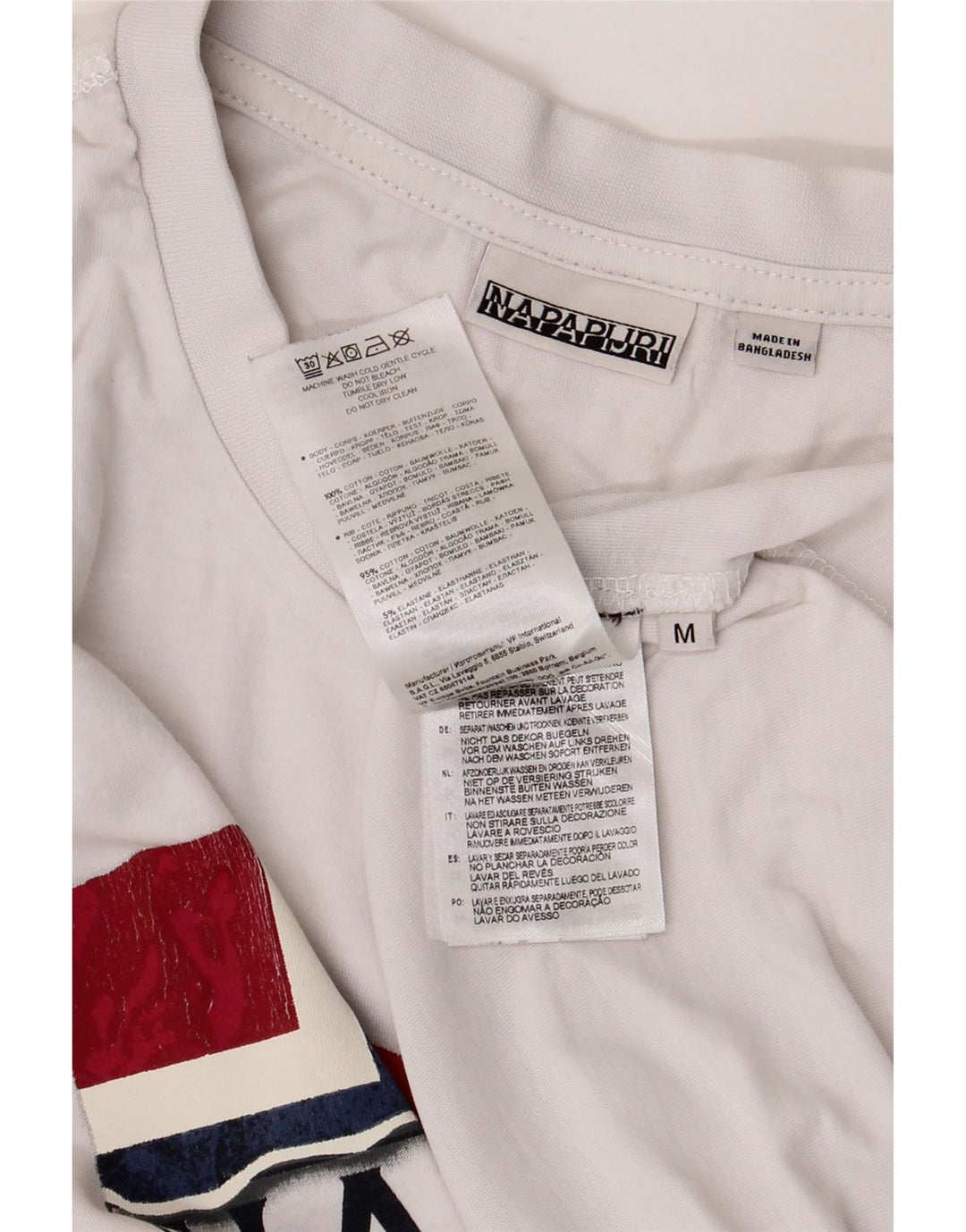 NAPAPIJRI Top grafico da uomo a maniche lunghe in cotone bianco medio