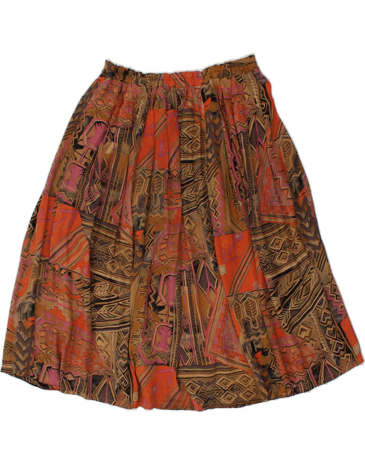 GAZELLE Womens Abstract Pattern A-Line Skirt IT 42 Medium W32 Brown Vintage Gazelle and Second-Hand Gazelle from Messina Hembry 