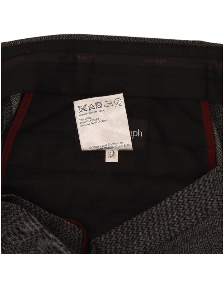 Pantaloni da abito dritti autografi da uomo Marks & Spencer W34 L33 in lana grigia