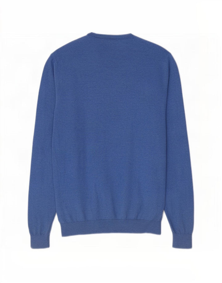 Maglione da uomo con scollo a V Massimo Dutti in cotone blu medio