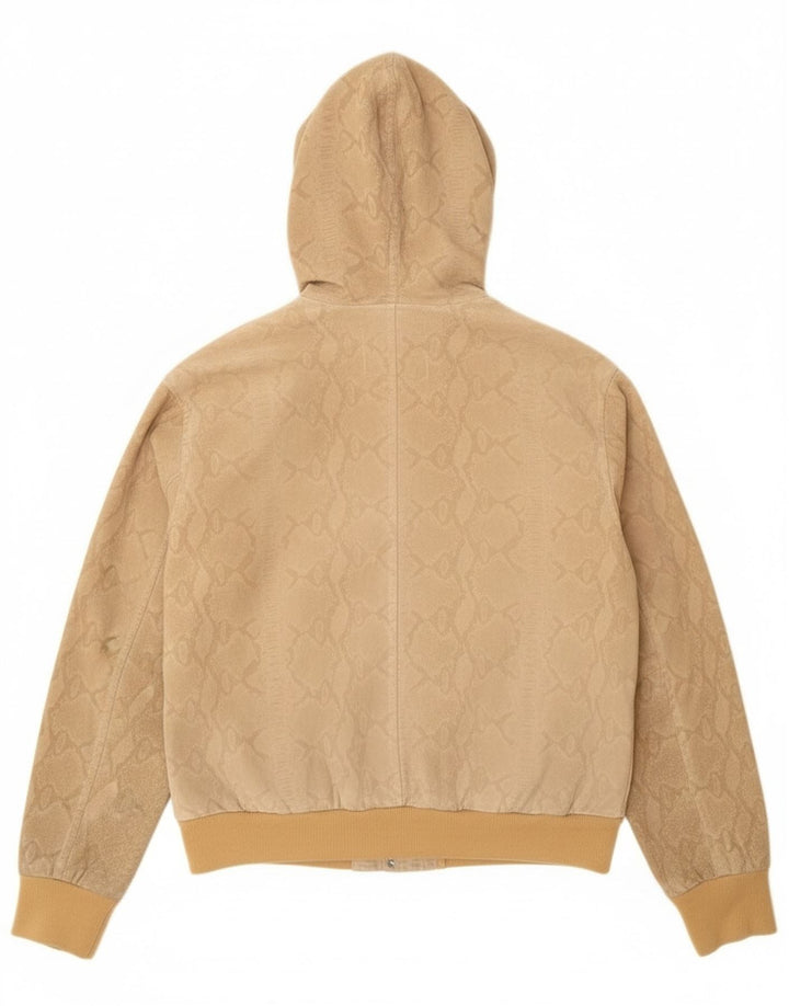 Donna Pelle Bomber con cappuccio da donna IT 42 Beige medio Stampa animalier