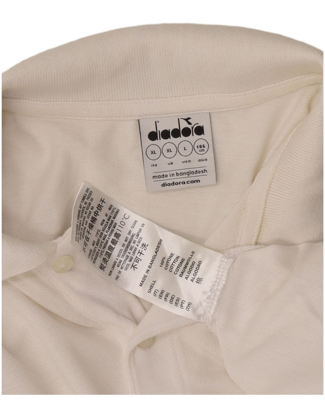 Polo Diadora Uomo XL Cotone Bianco