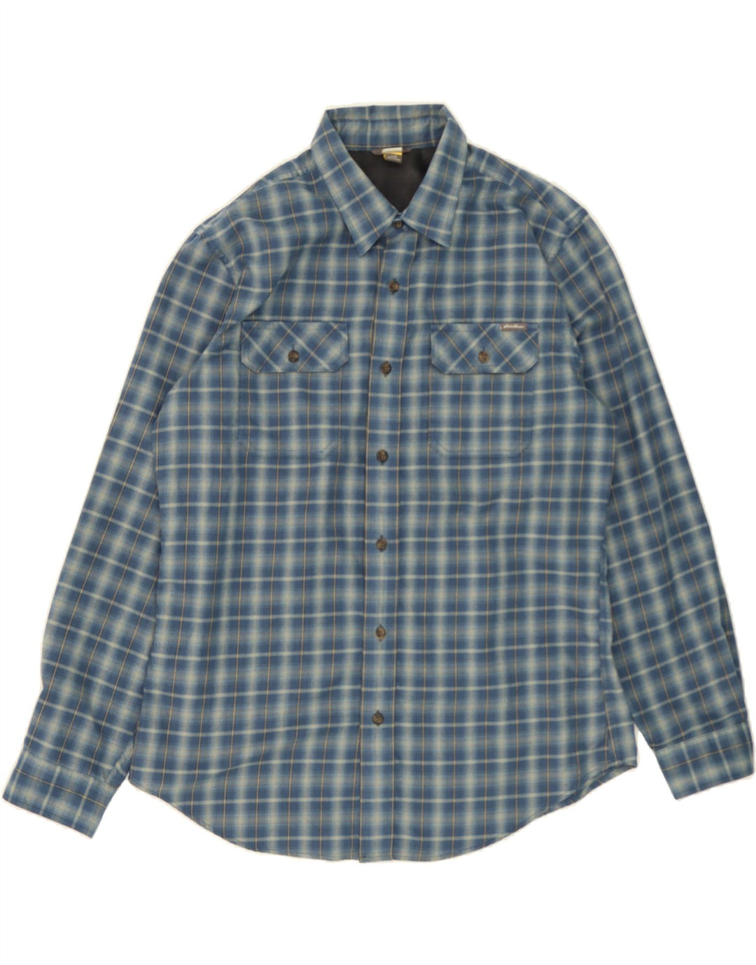 EDDIE BAUER Mens Flannel Shirt Large Blue Check Polyester Vintage Eddie Bauer and Second-Hand Eddie Bauer from Messina Hembry 