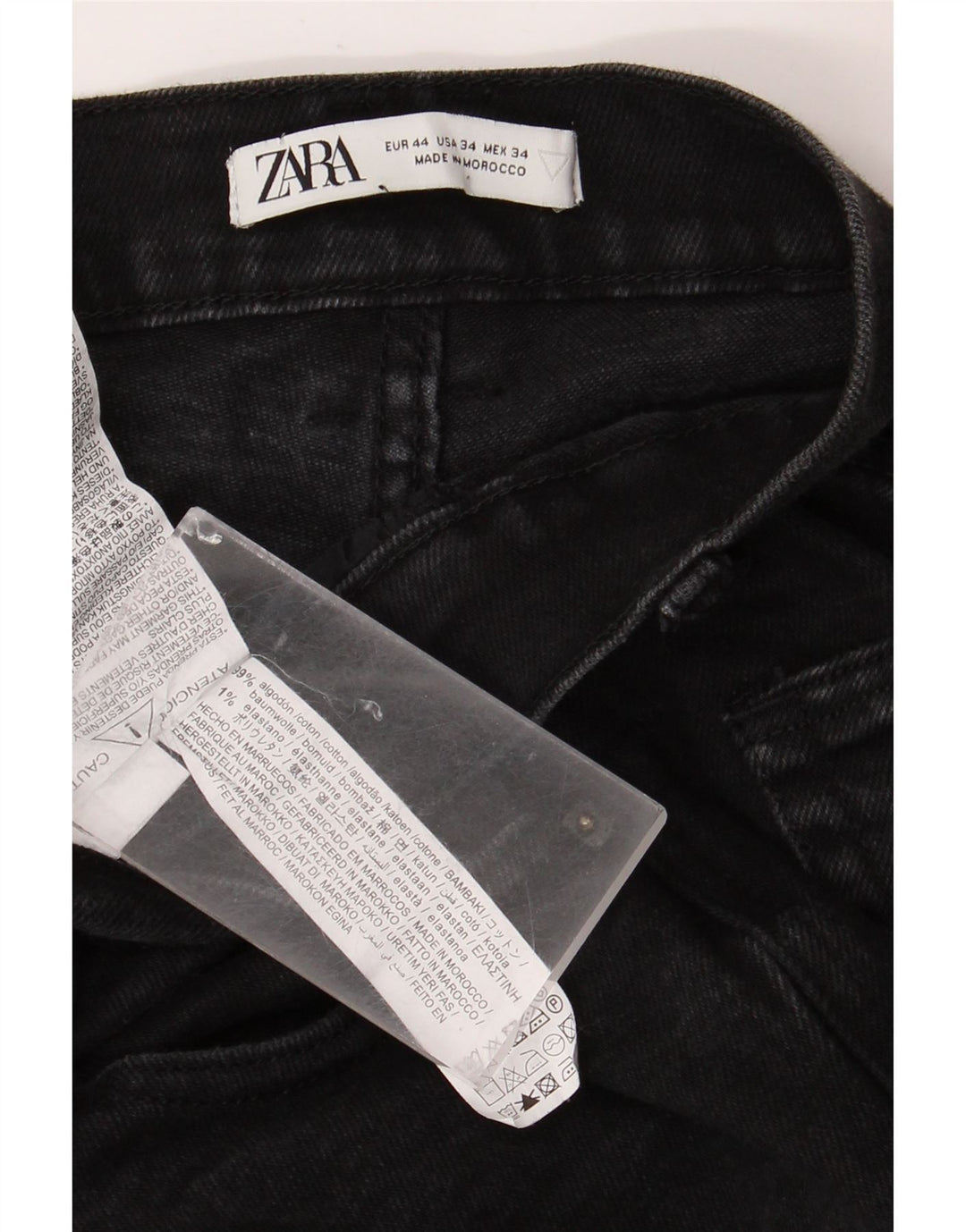 Jeans slim da uomo Zara EU 44 Large W34 L30 cotone nero