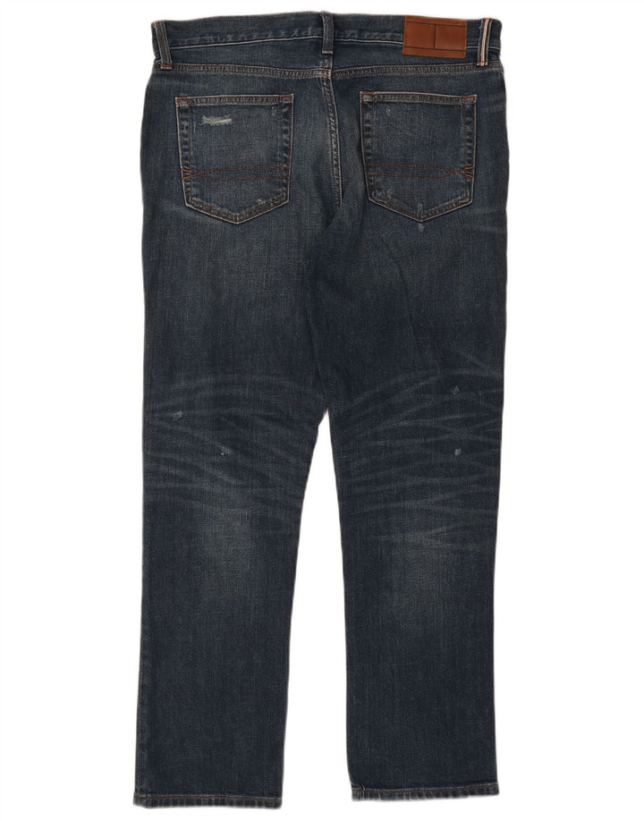 Jeans dritti invecchiati da uomo Tommy Hilfiger W34 L30 cotone blu