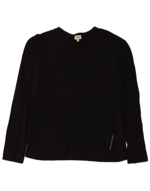 Calvin Klein Jeans Top da donna a manica lunga UK 14 cotone nero medio