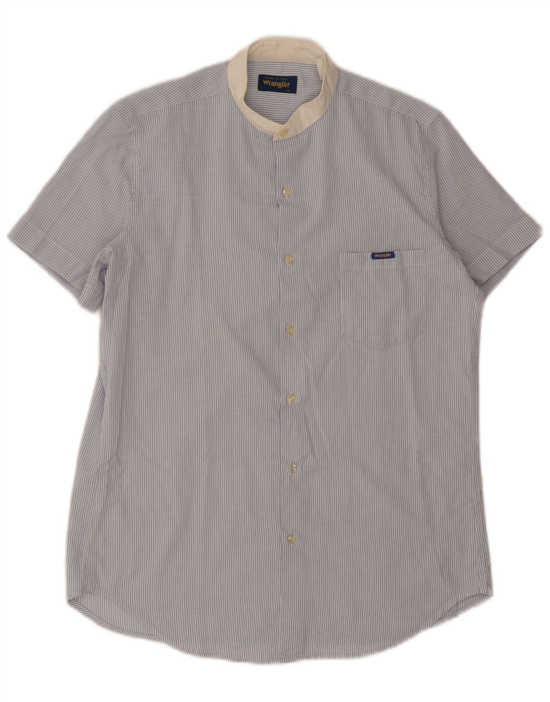 Camicia a maniche corte da uomo Wrangler a righe blu medio