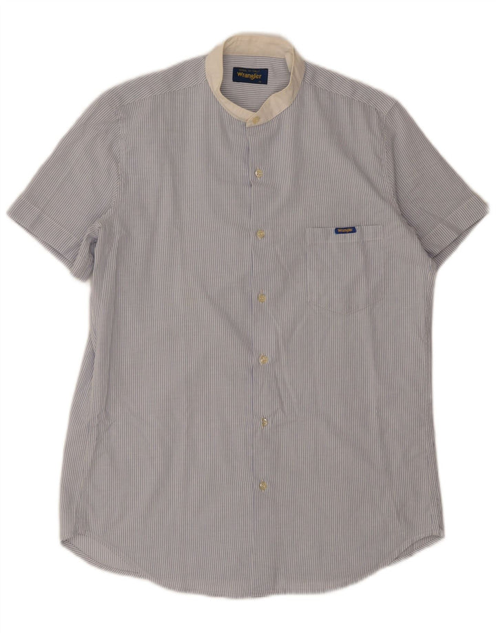 Camicia a maniche corte da uomo Wrangler a righe blu medio