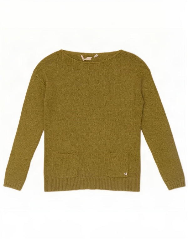 Maglione maglione con scollo a barca da donna White Stuff UK 10 Small Green Viscosa