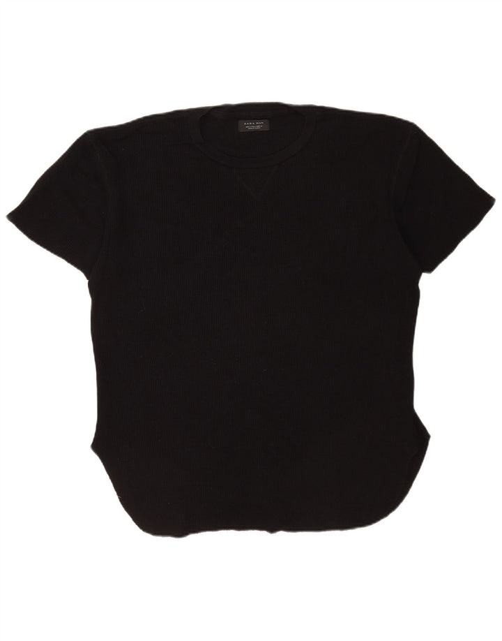 T-shirt Zara da uomo Top grande in cotone nero