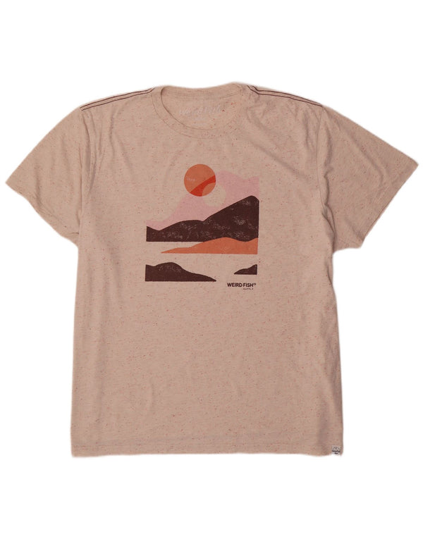 T-shirt grafica da uomo Weird Fish Top 3XL Cotone chiazzato beige