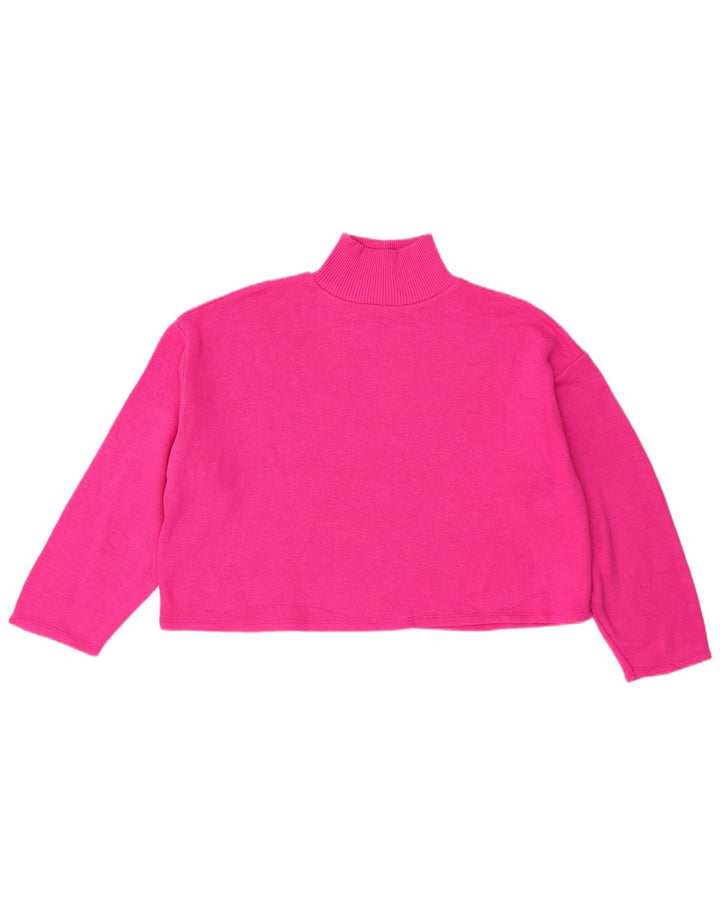 Maglione corto a collo alto corto da donna Zara UK 16 grande rosa