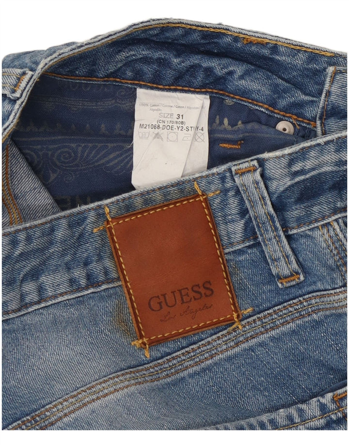 Jeans dritti invecchiati da uomo Guess W31 L34 cotone blu