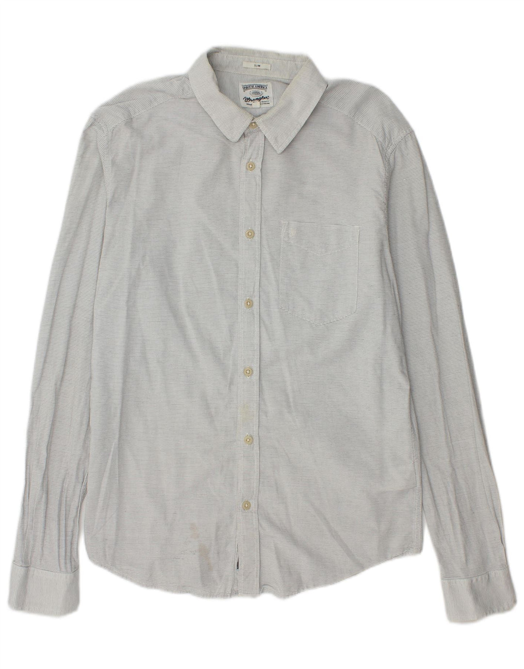 Camicia slim da uomo Wrangler in cotone gessato grigio medio