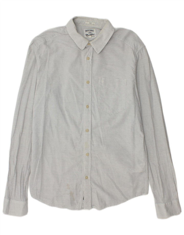 Camicia slim da uomo Wrangler in cotone gessato grigio medio