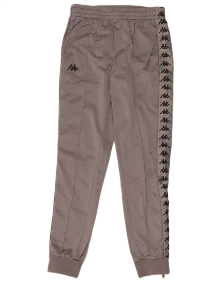 Pantaloni da tuta con grafica Kappa da uomo, pantaloni da jogging, piccoli, in poliestere grigio