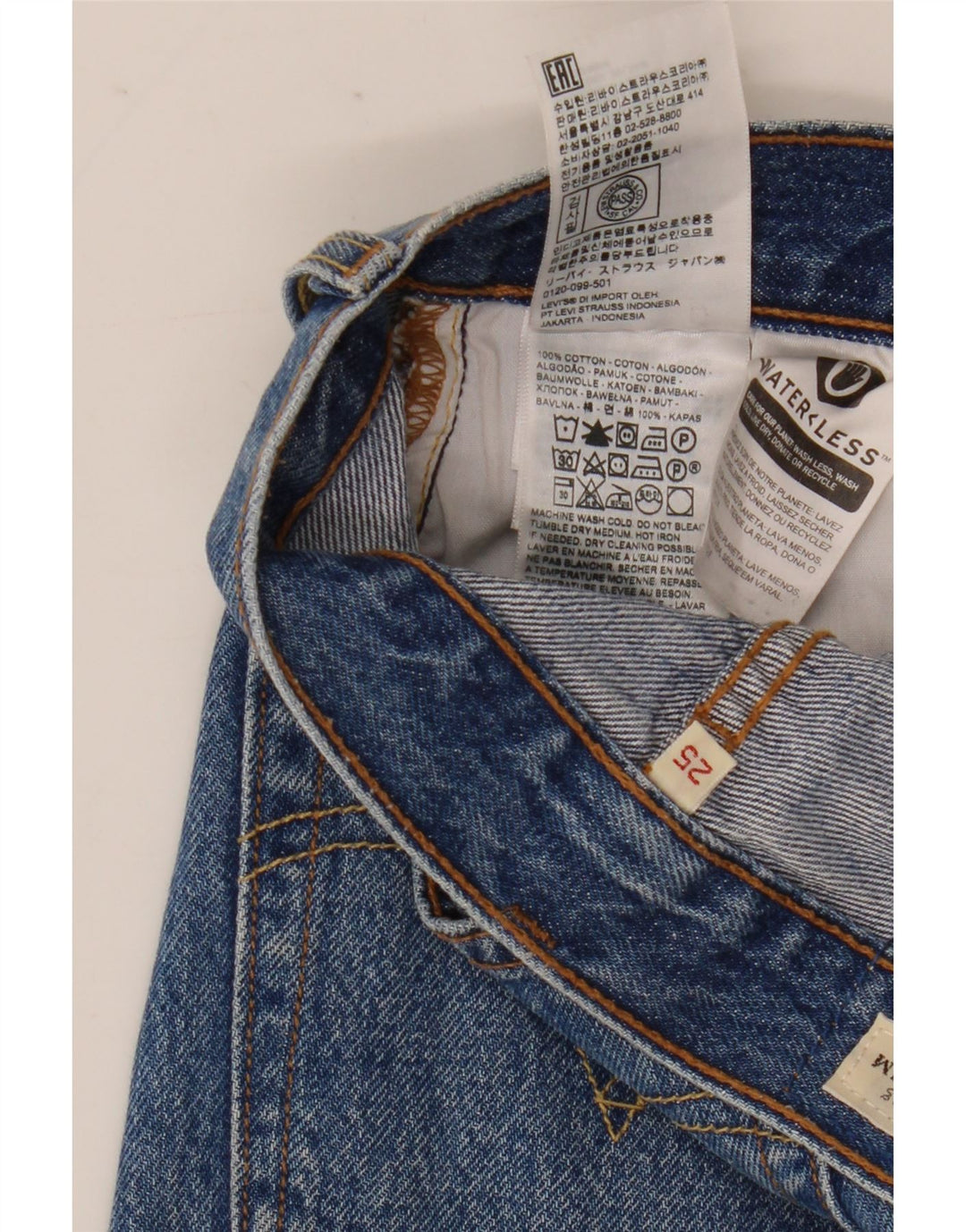 Gonna di jeans da donna Levi's W25 XS in cotone blu