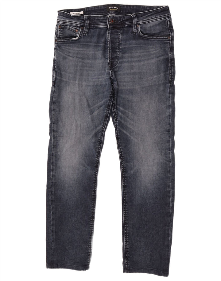 Jack & Jones Uomo GLENN Slim Jeans W33 L30 Cotone Blu