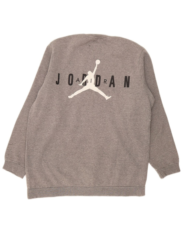 Felpa con grafica Jordan da uomo, grande, in cotone color block grigio