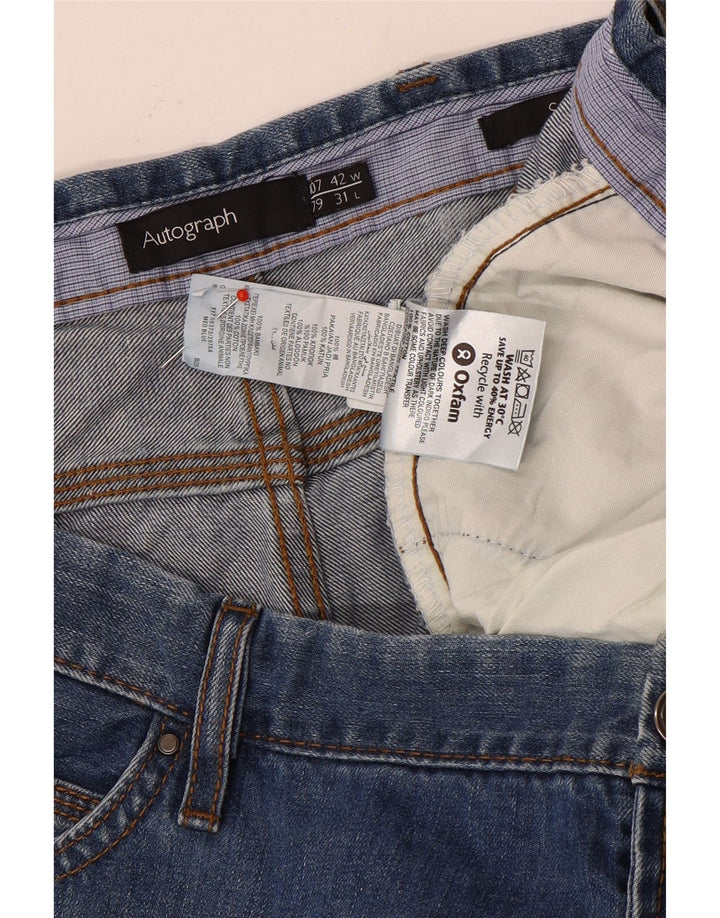Jeans dritti autografi da uomo Marks & Spencer W42 L27 cotone blu