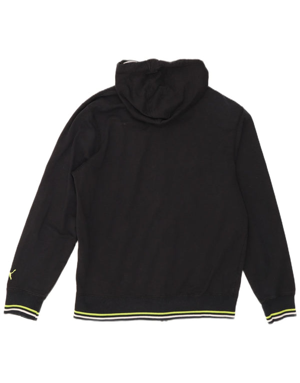 Felpa con cappuccio e zip grafica da uomo Puma piccola in cotone color block nero