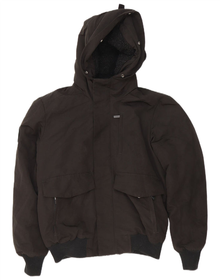 Giubbotto bomber con cappuccio da uomo SUPERDRY UK 38 nylon nero medio