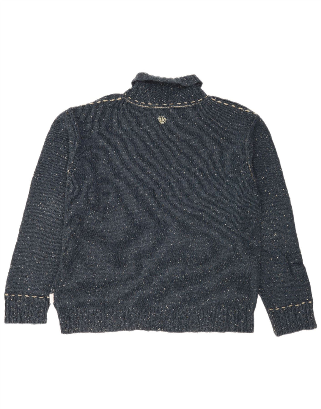 Fat Face Maglione da uomo con collo a scialle Maglione grande in lana screziata blu navy
