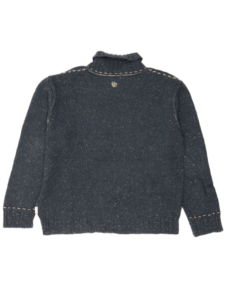 Fat Face Maglione da uomo con collo a scialle Maglione grande in lana screziata blu navy