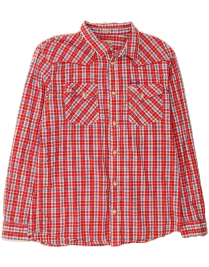 WRANGLER Mens Regular Fit Shirt Medium Red Check Cotton Vintage Wrangler and Second-Hand Wrangler from Messina Hembry 