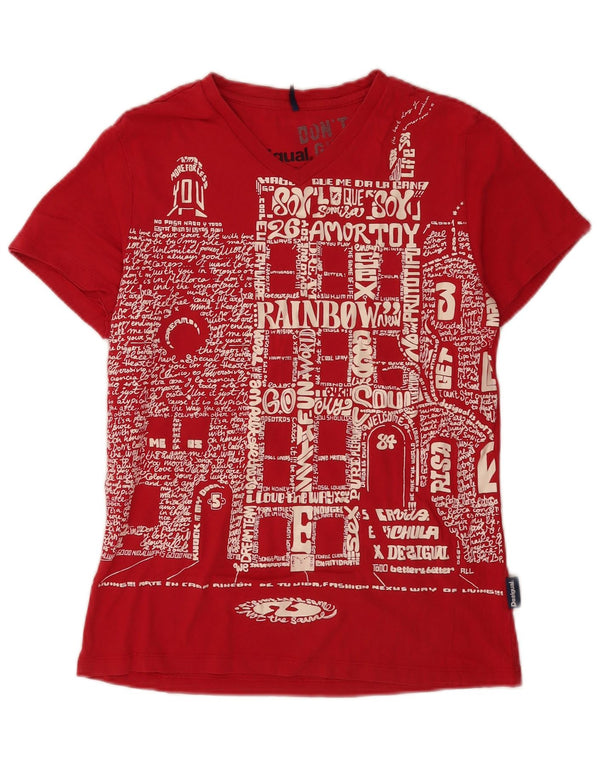 Desigual Womens Graphic T-Shirt Top UK 16 Large Red