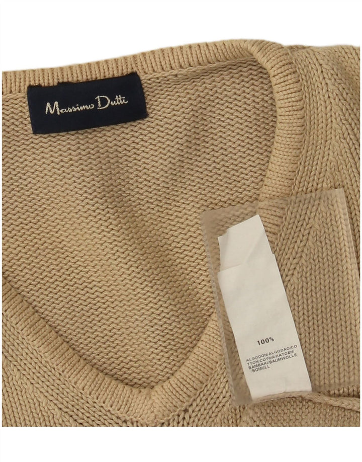 Massimo Dutti Maglione da uomo con scollo a V grande in cotone beige