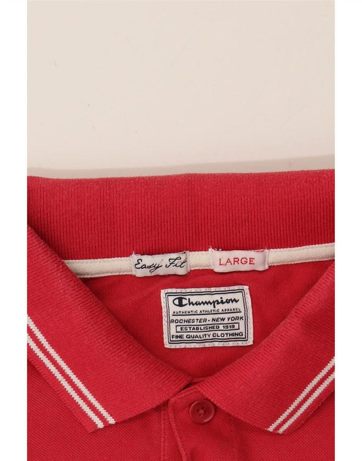 CHAMPION Mens Easy Fit Polo Shirt Large Red Cotton Vintage Champion and Second-Hand Champion from Messina Hembry 