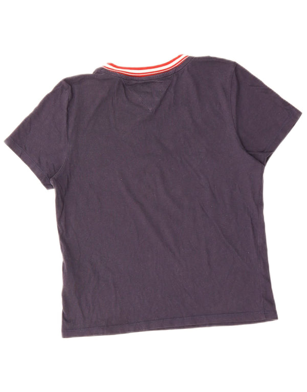 T-shirt grafica da donna Tommy Hilfiger Top UK 10 Small Blu Navy Cotone