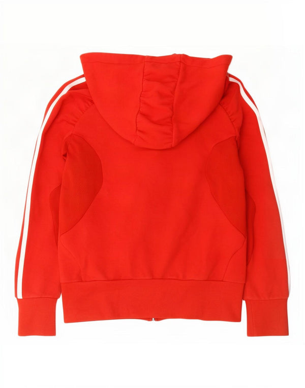 Maglione con cappuccio e zip grafica Adidas Climalite da donna UK 12 Medio Rosso Cotone