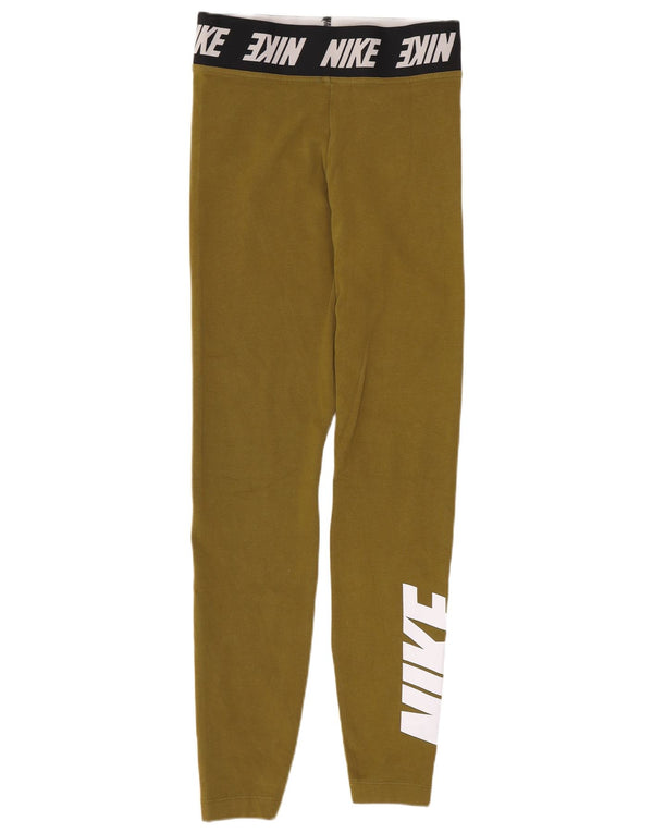 Leggings grafici da donna Nike UK 4 XS verde cotone sportivo
