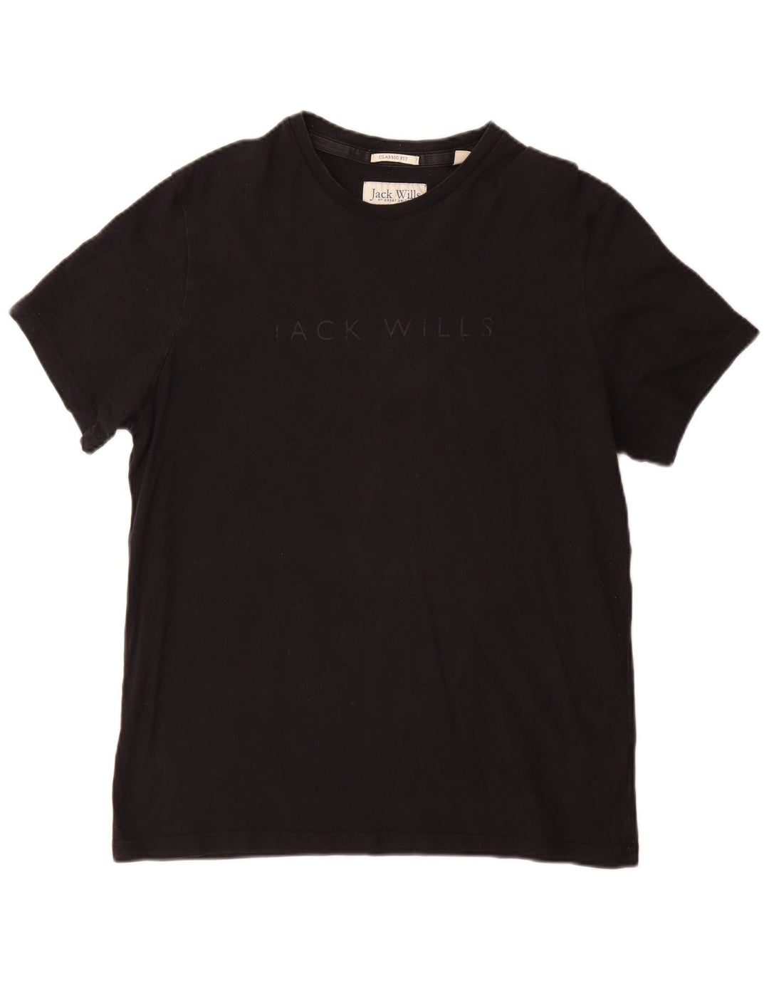 JACK WILLS T-shirt grafica da uomo dalla vestibilità classica, grande, in cotone nero