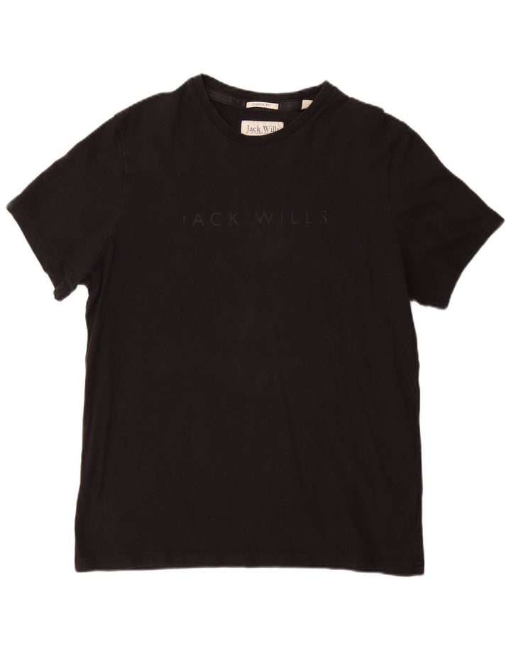 JACK WILLS T-shirt grafica da uomo dalla vestibilità classica, grande, in cotone nero