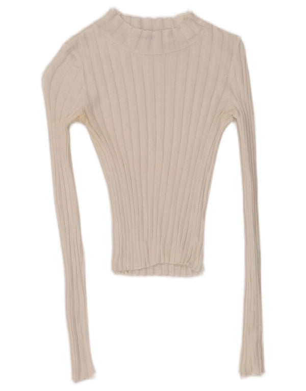 Top corto Zara Trafaluc da donna a maniche lunghe UK 8 piccolo bianco
