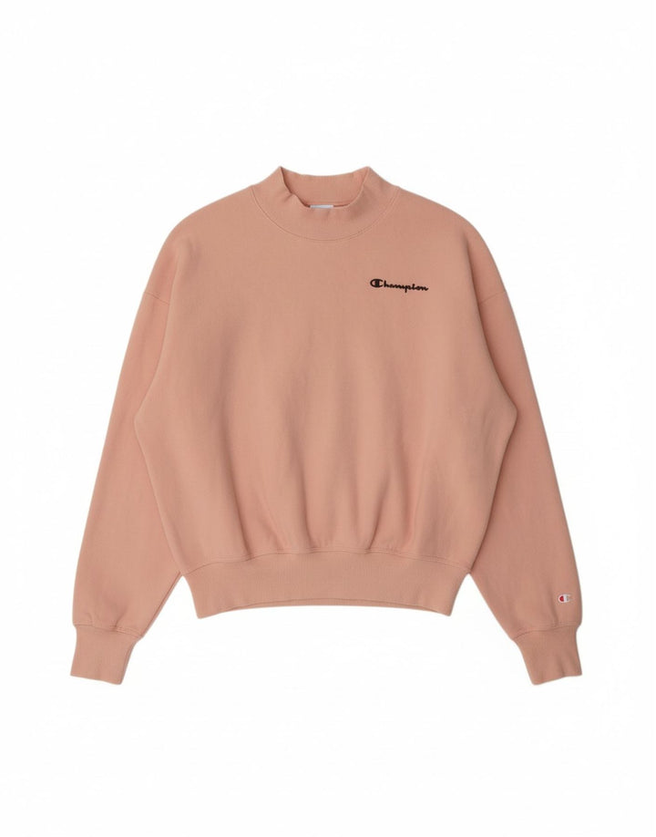 CHAMPION Womens Oversized Sweatshirt Jumper UK 10 Small Pink Cotton