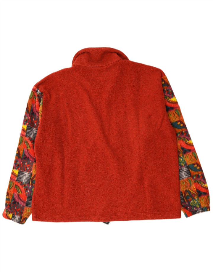 Maglione in pile da uomo con zip e collo Dubin, grande rosso geometrico