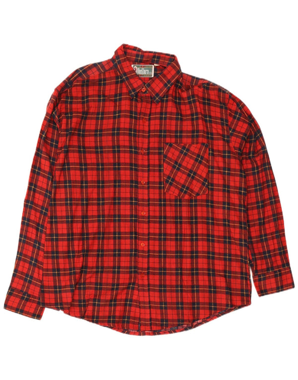 Camicia vintage da uomo in flanella 2XL in cotone a quadri rossi
