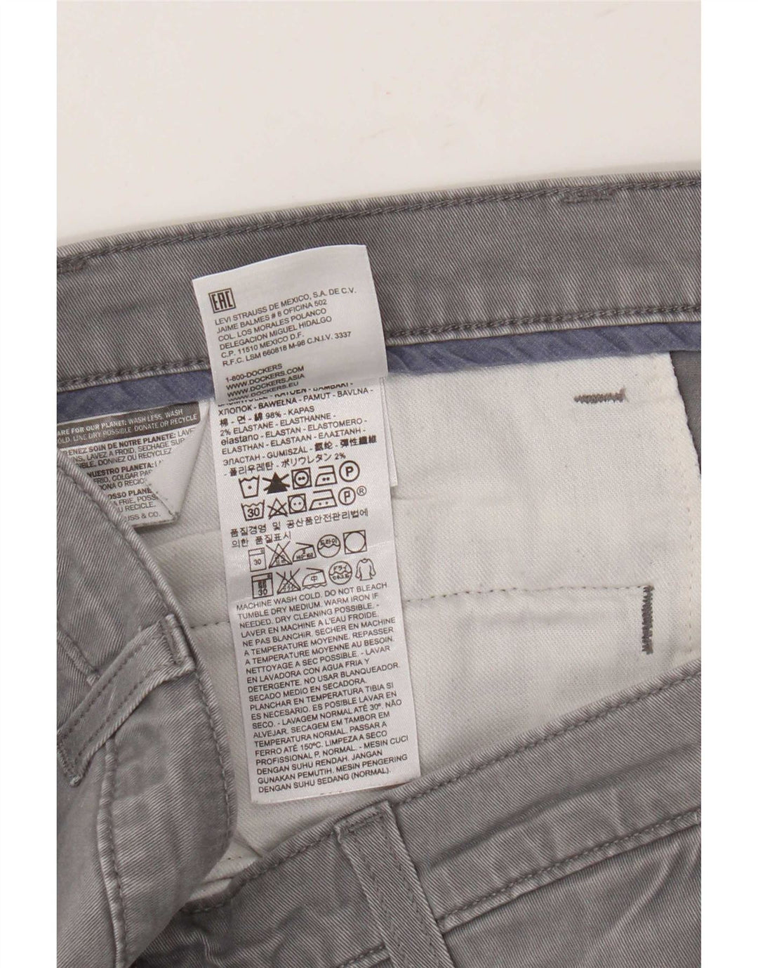 Pantaloni chino slim da uomo Dockers W32 L29 cotone grigio