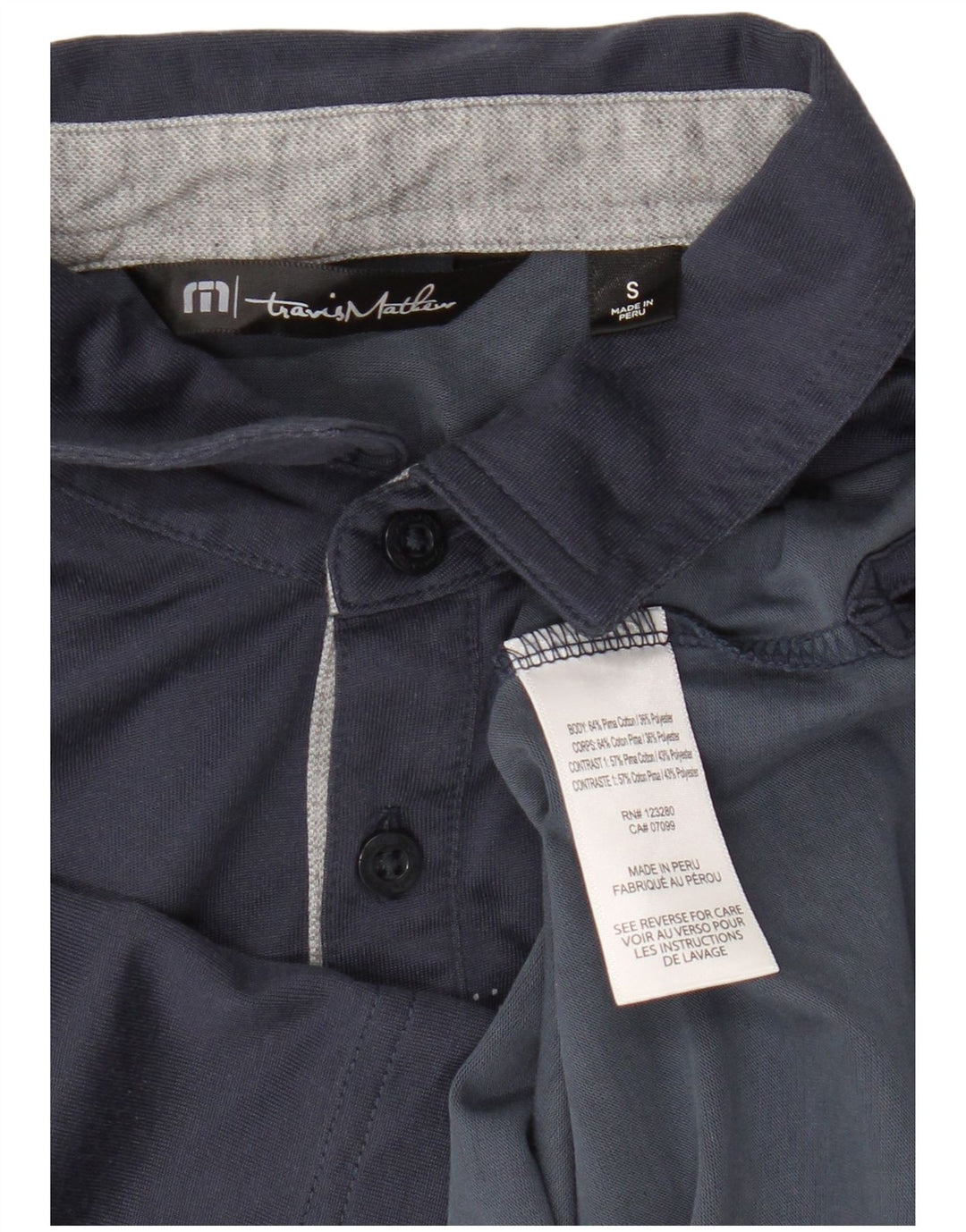 Polo grafica da uomo Travis Mathew piccola in cotone blu navy