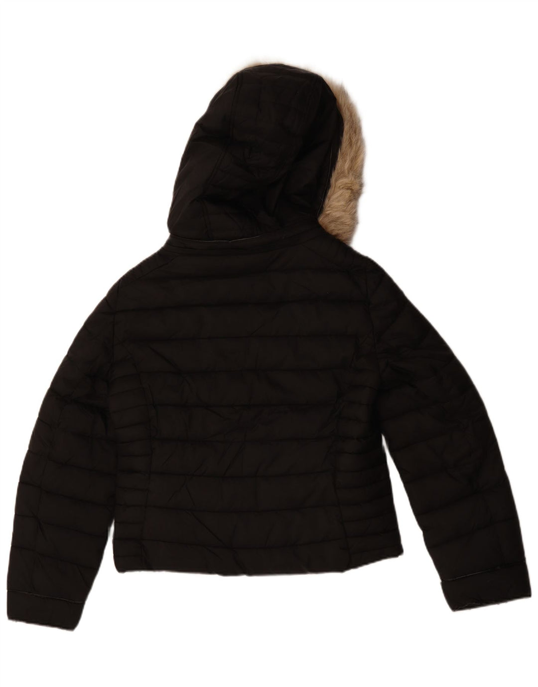 Giacca imbottita con cappuccio da donna Zara UK 14 poliestere nero medio